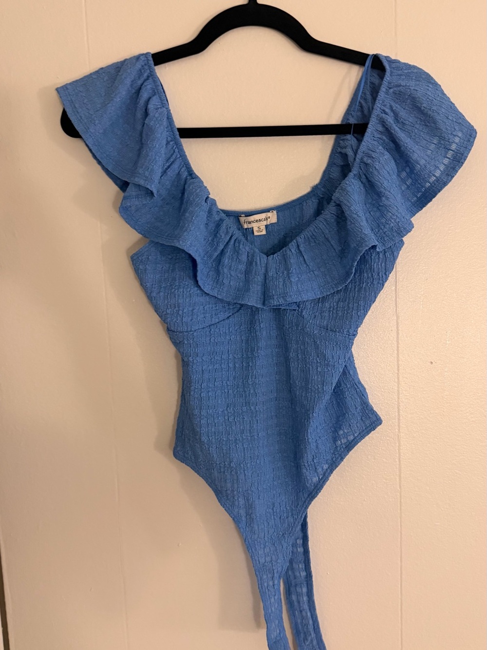 Francesca's Collections Blue Ruffle One-Piece